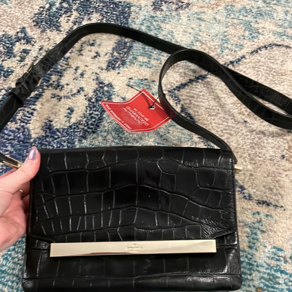 Kate Spade black crocodile crossbody